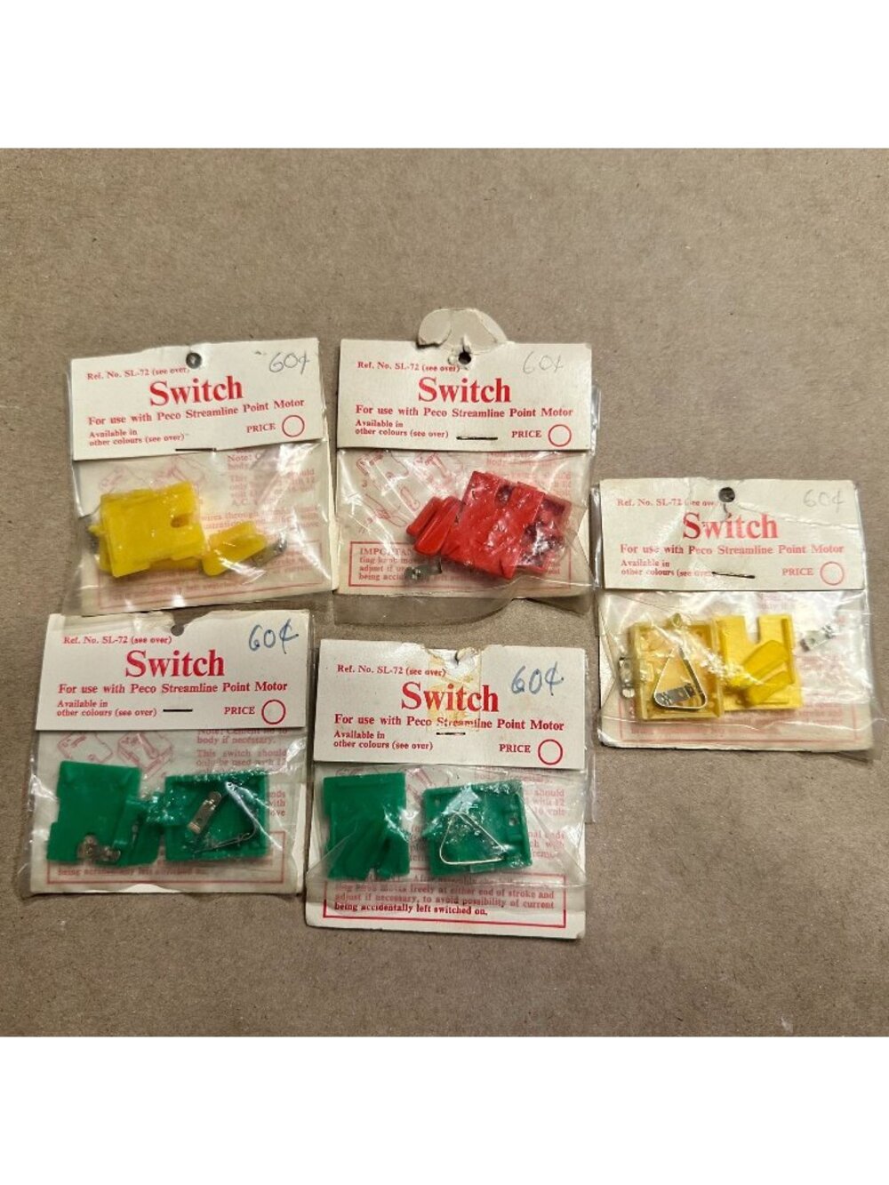 Switch Lot For Peco Streamline Point Motor In Assorted Colors